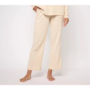 AnyBody Lounge Pant Size XL Waffle Knit Straight Leg Pearl Cream Staple Cozy NEW